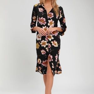 Black floral print dress